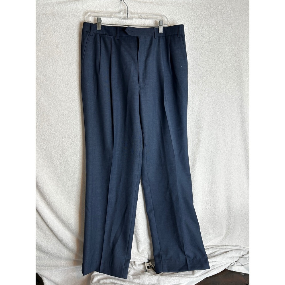 Ralph Lauren Mens Navy Blue 100% Wool Pleated Dress Pants 38W NDLE21RZD663